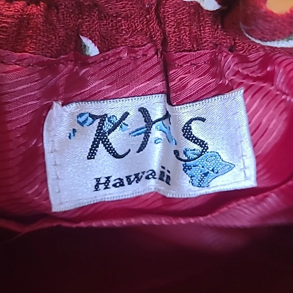 Ky's unique vintage Hawaiian bright beaded hibiscus floral clutch hand bag